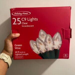 C9 Clear Lights with Green Wire